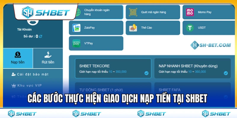 Nạp Tiền SHBET 2 Hướng dẫn nạp tiền SHBET chi tiết từng bước